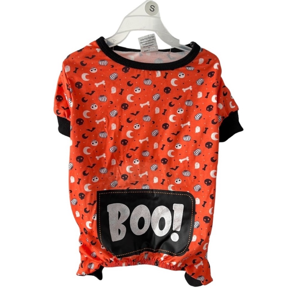 Halloween Pet Boo! Pumpkin, Skulls, Bones, Moon & Bats Pet Spirit Dog Onesie